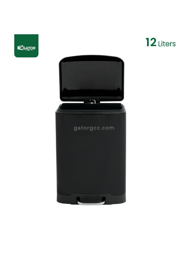 GATOR Pedal Garbage Bin – 12L Black Powder-Coated Steel - Image 2